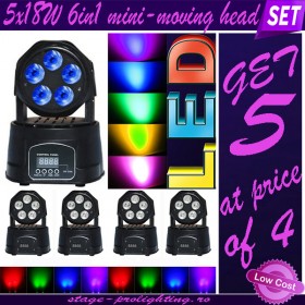 5x18W 6in1 mini-moving head SET